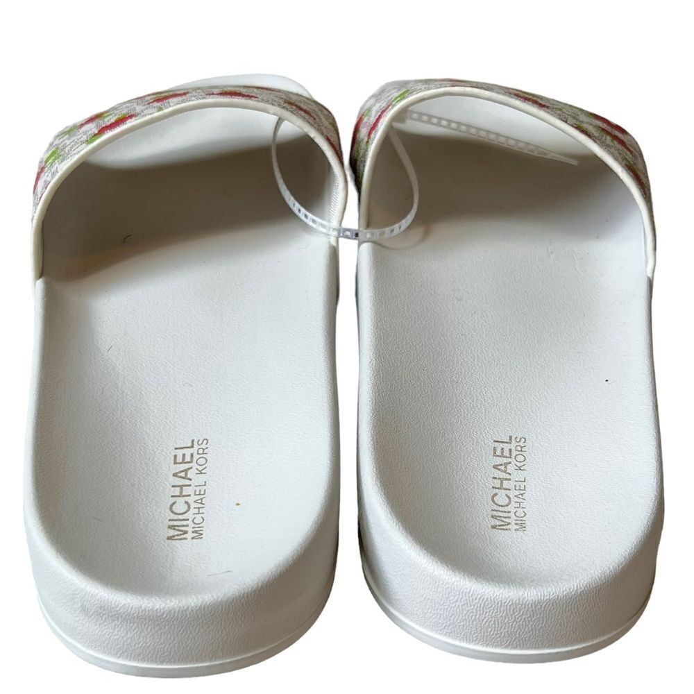 MICHAEL KORS Signature Vanilla Cream Floral Monogram Logo Slip On Slides - Picture 6 of 10